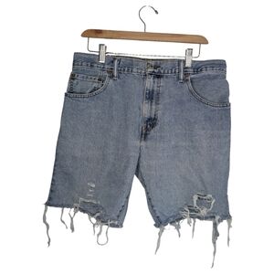 Vintage Levi’s 517 Denim Cut Off Shorts Medium Wash Raw Hem | 34" Waist